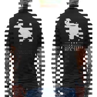 ノーフォークテリア犬の白いシルエット メンズTシャツ バックプリント - Kawaiitshirt