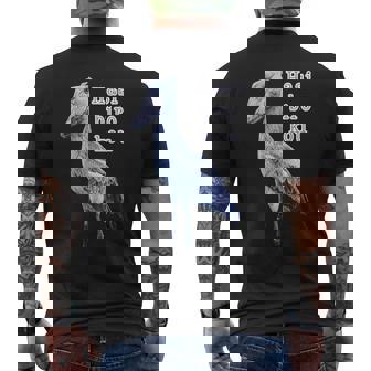 ハシビロコウ『リアルフォト 写真』（ブルーエフェクト）青い鳥【どうぶつフレンズ】かっこいい 大きな鳥 動物園の生き物 メンズTシャツ バックプリント - Kawaiitshirt