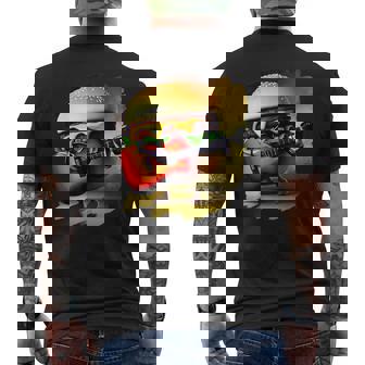 ハンバーガー 演奏 ギター ギタリスト ファニー ファーストフード ハンバーガー メンズTシャツ バックプリント - Kawaiitshirt