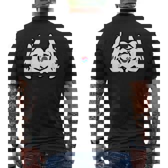 ハートを形作る漫画の手 韓国国旗 メンズTシャツ バックプリント - Kawaiitshirt