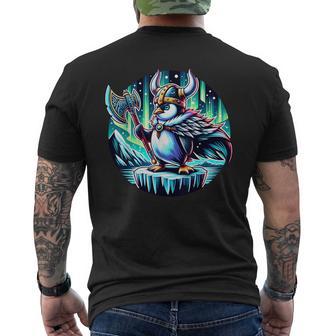 バイキング ペンギン ヘルメット 斧 ポーラーライト メンズTシャツ バックプリント - Kawaiitshirt