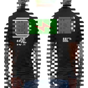 バッテリー100シャツ残量バッテリーフルパワーバッテリーフル。 長袖tシャツ メンズTシャツ バックプリント - Kawaiitshirt
