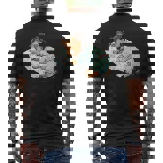 パジャマで寝ているかわいいボストンテリア犬就寝アート 長袖tシャツ メンズTシャツ バックプリント - Kawaiitshirt