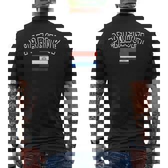 パラグアイ国旗 ヴィンテージ アンティーク調 レトロ ヘリテージデザイン メンズTシャツ バックプリント - Kawaiitshirt