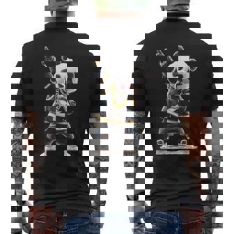 パンダ ホールドマイク 歌う ダンス 動物 グラフィック パンダ メンズTシャツ バックプリント - Kawaiitshirt