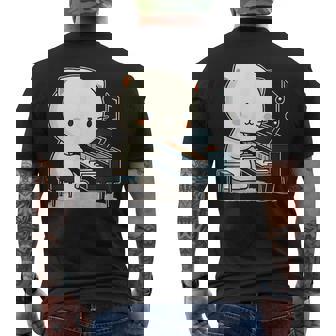 ピアノを弾くかわいい猫 ヴィンテージ かわいい猫 アート 日本アニメ メンズTシャツ バックプリント - Kawaiitshirt