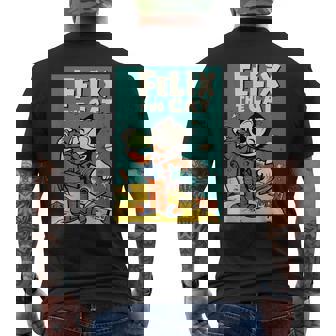 フェリックス・ザ・キャット・ムーン・ドリーマー レトロ1920年代天体アニメーション メンズTシャツ バックプリント - Kawaiitshirt