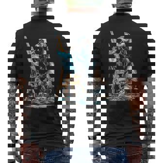 フェレット 自然 絵画 動物 モチーフ アートワーク フェレット メンズTシャツ バックプリント - Kawaiitshirt