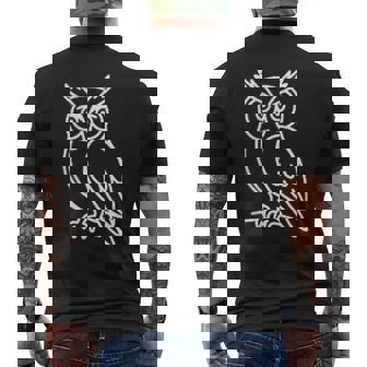 フクロウ ミニマリストバッジ パッチラインアート メンズTシャツ バックプリント - Kawaiitshirt