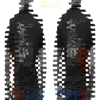 フクロウガラス メンズTシャツ バックプリント - Kawaiitshirt