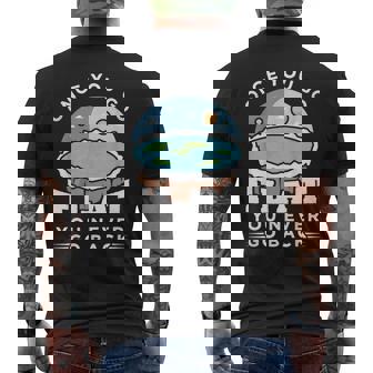 フラットアースデザインのアイデア 一度行けばフラット陰謀論 メンズTシャツ バックプリント - Kawaiitshirt