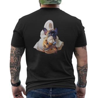 フレンチブルドッグ 犬 アイスクリームを食べる犬 面白い かわいい メンズTシャツ バックプリント - Kawaiitshirt