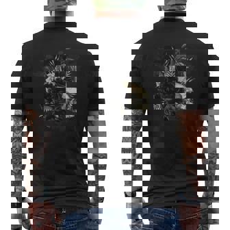 ブラックローズフラワーとスカルアート グランジスタイル 長袖tシャツ メンズTシャツ バックプリント - Kawaiitshirt