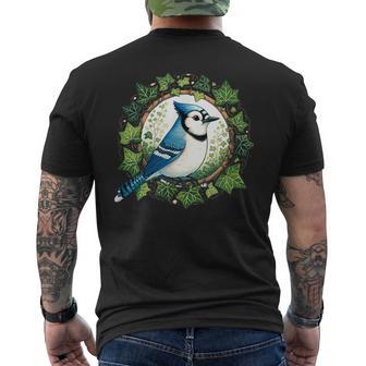 ブルージェイとイングリッシュアイビーバードアートブルージェイズイラスト メンズTシャツ バックプリント - Kawaiitshirt
