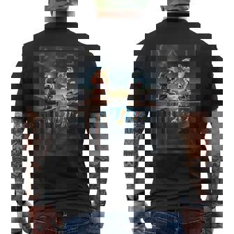 プードルとチワワのユニークなイカ釣りデザイン メンズTシャツ バックプリント - Kawaiitshirt