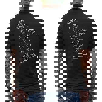 ペンギン 幾何学的 ミニマリスト 幾何学的 多角形 ラインアート メンズTシャツ バックプリント - Kawaiitshirt