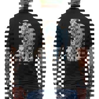 ホワイトタイガー、ネコの動物 メンズTシャツ バックプリント - Kawaiitshirt