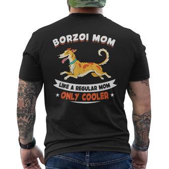 ボルゾイママ、まるで普通のママ専用クーラー-ボルゾイ犬 メンズTシャツ バックプリント - Kawaiitshirt