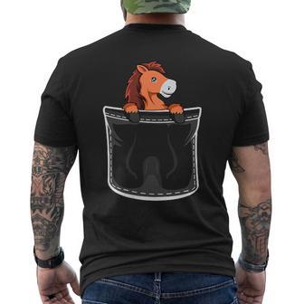 ポケットの中のかわいい馬 メンズTシャツ バックプリント - Kawaiitshirt
