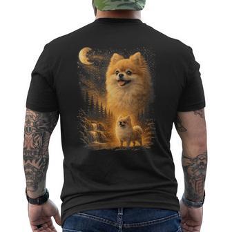 ポメラニアン ハウリング トゥ ザ ムーン ヴィンテージ 90年代 ファニー ペット オーナー メンズTシャツ バックプリント - Kawaiitshirt