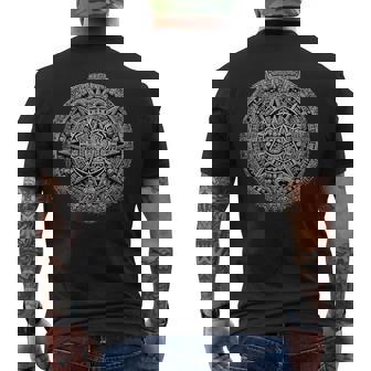 マヤ暦 マヤアステカ メキシコ 太陽 石 古代アステカ メンズTシャツ バックプリント - Kawaiitshirt