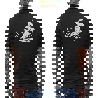 ミニマリスト スキー シルエット ウィンタースポーツ デザイン メンズTシャツ バックプリント - Kawaiitshirt