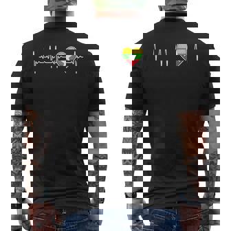 ミャンマー ハートビート ビルマ国旗とハート ラブ 家族 ビルマ メンズTシャツ バックプリント - Kawaiitshirt