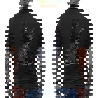 ミュージシャン黒猫ギタリストボンベイキャッツウィズギター メンズTシャツ バックプリント - Kawaiitshirt