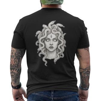 メデューサ ゴシック 女神 蛇 タトゥー メンズTシャツ バックプリント - Kawaiitshirt