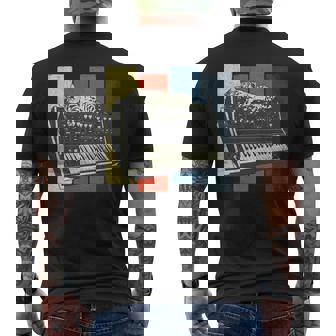 モジュラー シンセサイザー キーボード テクノ ビンテージ アナログ 猫 長袖tシャツ メンズTシャツ バックプリント - Kawaiitshirt