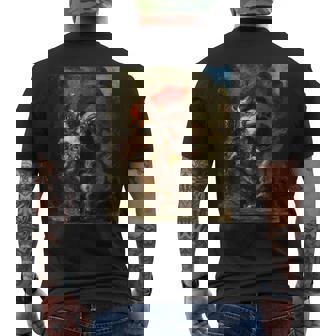 ライオンに襲われたアラブの騎手1850年ウジェーヌ・ドラクロワ メンズTシャツ バックプリント - Kawaiitshirt