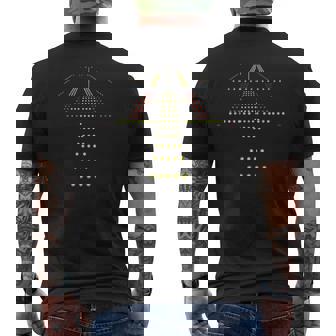 ランウェイ ナイトビュー 航空 空港 ライト メンズTシャツ バックプリント - Kawaiitshirt