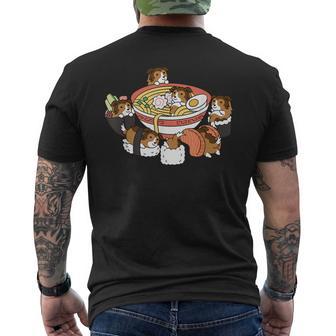 ラーメン 寿司 シェトランド シープドッグ メンズTシャツ バックプリント - Kawaiitshirt