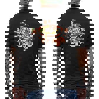 ラーメン寿司パピヨン犬 メンズTシャツ バックプリント - Kawaiitshirt