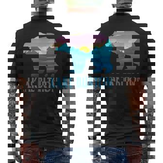 レイク・バートン 山 パープル セッティング ヒマワリ ネイチャーウッド メンズTシャツ バックプリント - Kawaiitshirt