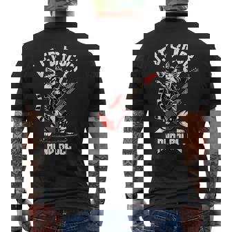 ロックンロール キャット ギタリスト ヴィンテージ ロック&ロール キャット ギター メンズTシャツ バックプリント - Kawaiitshirt