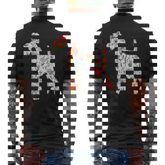 ワイヤーフォックステリア 水彩フラワーデザイン 長袖tシャツ メンズTシャツ バックプリント - Kawaiitshirt