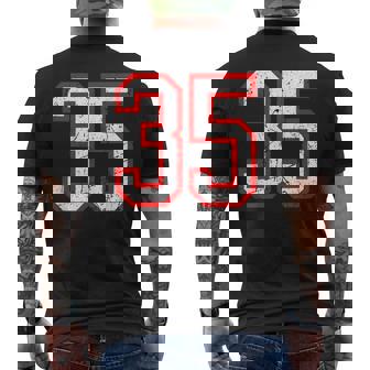 ヴィンテージナンバー 35 ホワイトレッドスポーツ代表チームナンバー 35 メンズTシャツ バックプリント - Kawaiitshirt