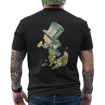 不思議の国のアリス マッドハッター ヴィンテージイラスト メンズTシャツ バックプリント - Kawaiitshirt