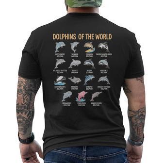 世界のイルカ 種チャート 教育 海洋生物 メンズTシャツ バックプリント - Kawaiitshirt