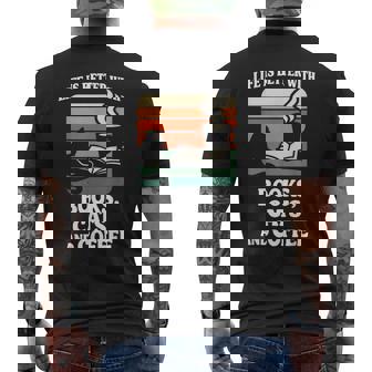 人生は本と猫と一緒に猫を読む カフェ 図書館 メンズTシャツ バックプリント - Kawaiitshirt