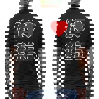 佐渡島・ラブ（I Love アイラブ）大きな文字 ハート Big【47都道府県】佐渡ヶ島 ジモティ お土産 面白 メンズTシャツ バックプリント - Kawaiitshirt