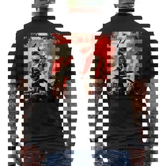 侍 日本のレトロアート 武士道 ヴィンテージ戦士 メンズTシャツ バックプリント - Kawaiitshirt