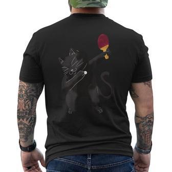 卓球黒猫ピンポン服 猫ピンポン メンズTシャツ バックプリント - Kawaiitshirt