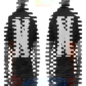 大文字nアルファベットモノグラムイニシャル メンズTシャツ バックプリント - Kawaiitshirt