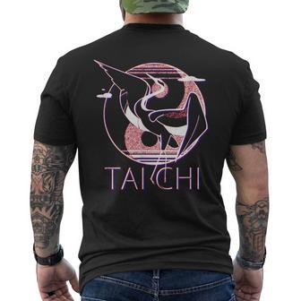 太極拳 陰陽鶴、瞑想エネルギー メンズTシャツ バックプリント - Kawaiitshirt
