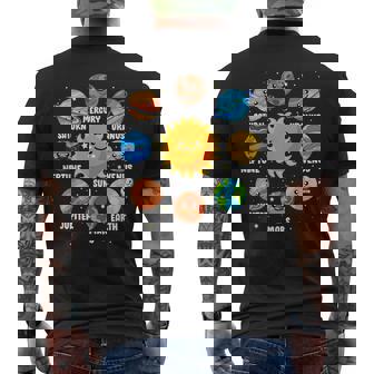 太陽系 9つの惑星 かわいい惑星 恋人 宇宙 天文学 メンズTシャツ バックプリント - Kawaiitshirt