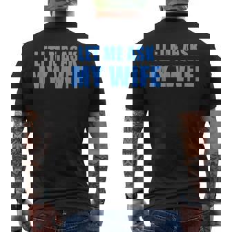 妻に聞いてみよう—彼女は面白い結婚ジョークを言わなかった メンズTシャツ バックプリント - Kawaiitshirt