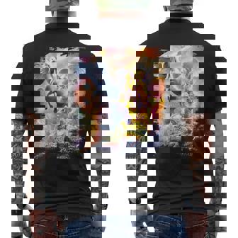 宇宙の銀河猫とユニコーン ペガサス メンズTシャツ バックプリント - Kawaiitshirt