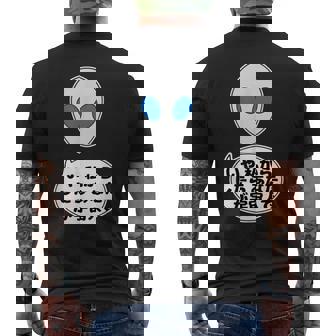 宇宙人 Alien エイリアン『いや私からしたらあなたが宇宙人で』（ナンカメンドクサイ）グレイ【ゆるフレンズ】面白い メンズTシャツ バックプリント - Kawaiitshirt